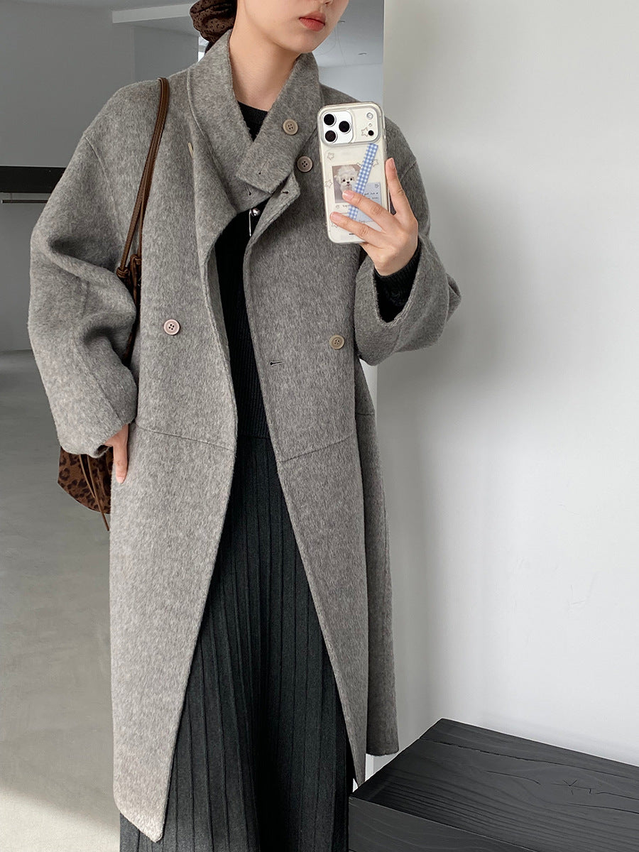 【cimz629065】實拍高級感貴氣重磅氣質羊毛桑蟬絲大衣外套251128