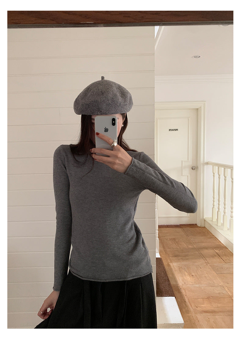 【H5481】實拍基礎6色堆堆領毛針織T恤251109