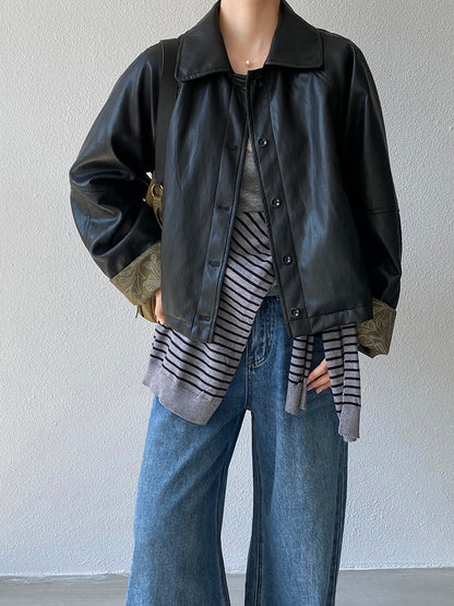 【cimz1667】實拍個性復古黑色工裝皮衣外套251120