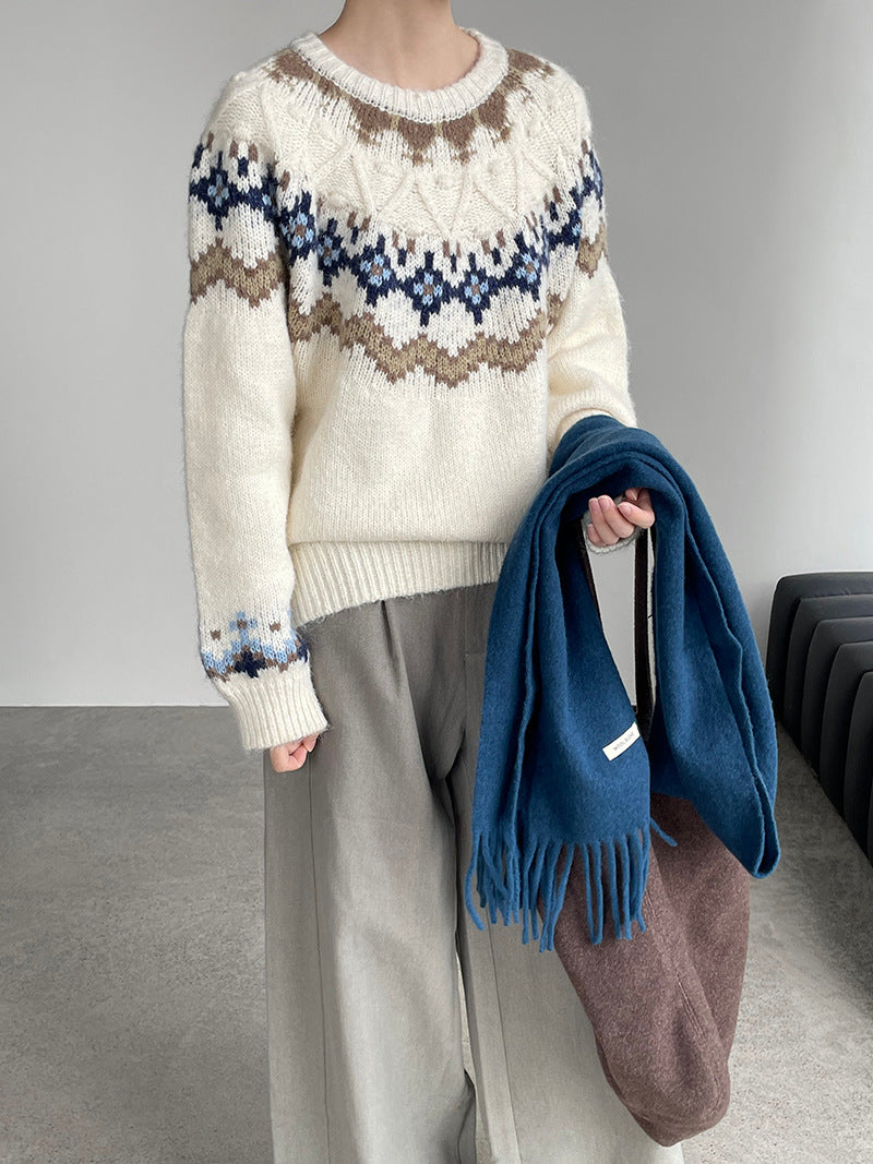 【cimMB850】實拍冬季必備复古費爾島提花針織毛衣251114