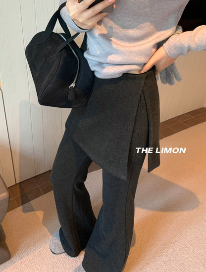 【L9307】實拍檸檬秋冬假兩件屁簾顯瘦加絨微喇休閒褲251208