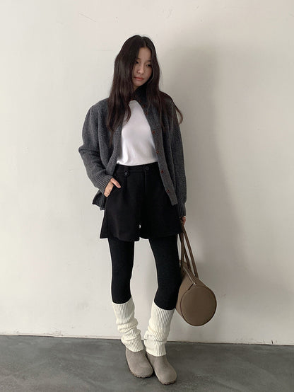 【LD11044】實拍厚款毛呢西裝短褲後鬆緊腰251202