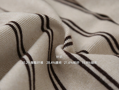 【LD11036】實拍雙頭拉鍊海軍領條紋針織開衫251202