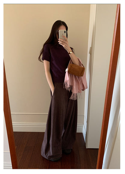 【H5516】實拍高領氣質短袖針織衫251125