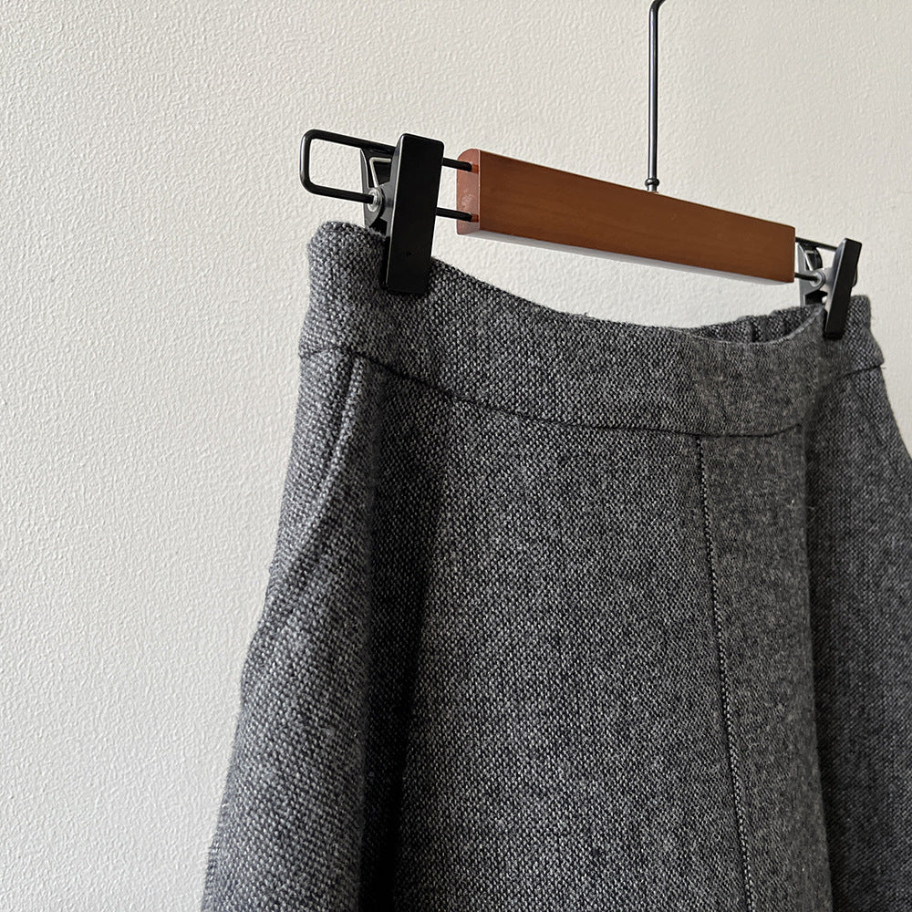 【Y8076】實拍氣質羊毛30%毛呢微花苞傘裙251201