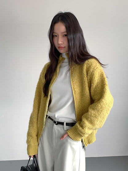 【LD11015】實拍雙頭拉鍊毛絨半高領加厚針織毛衣外套251110