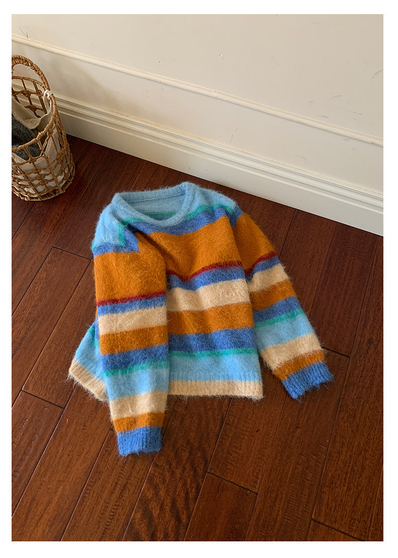 【H5522】實拍韓系街頭絨毛彩色針織毛衣251125