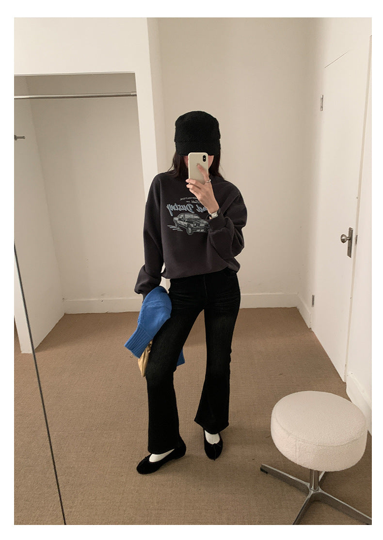 【H560】實拍加厚磨毛高腰微喇牛仔褲251021