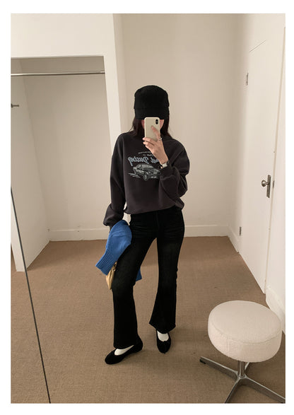 【H560】實拍加厚磨毛高腰微喇牛仔褲251021