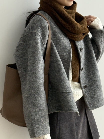 【Y8522】實拍高單氣質簡約綿羊毛呢外套（棉羊毛52%)251106