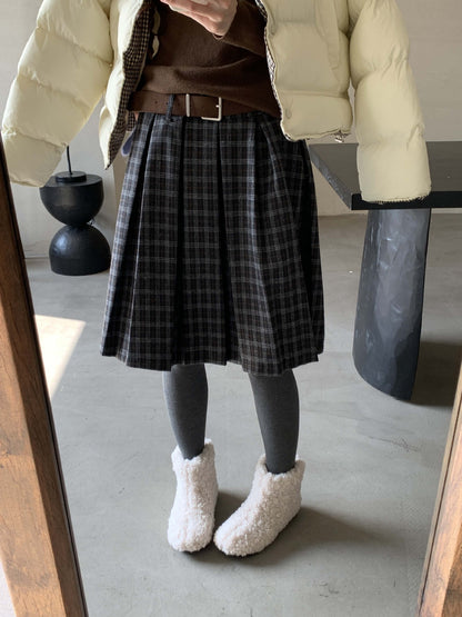 【H5502】實拍學院復古磨毛格子百褶A字裙251118