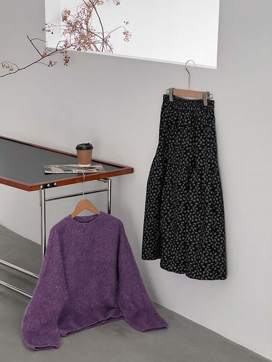 【cimz1729】實拍復古時髦碎花加絨長裙251128