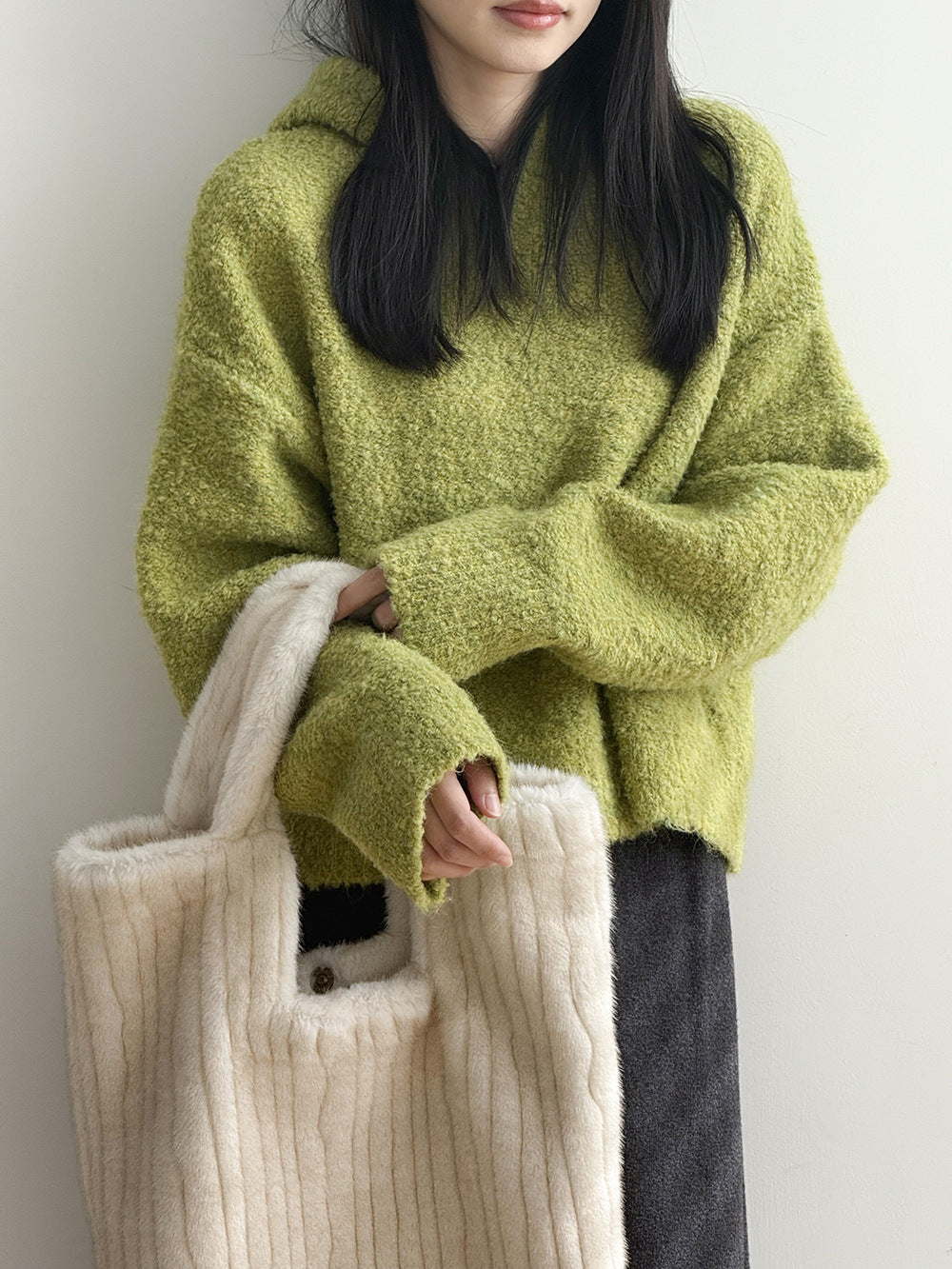 【Y2188】實拍冬季圈圈絨可愛連帽針織毛衣251106