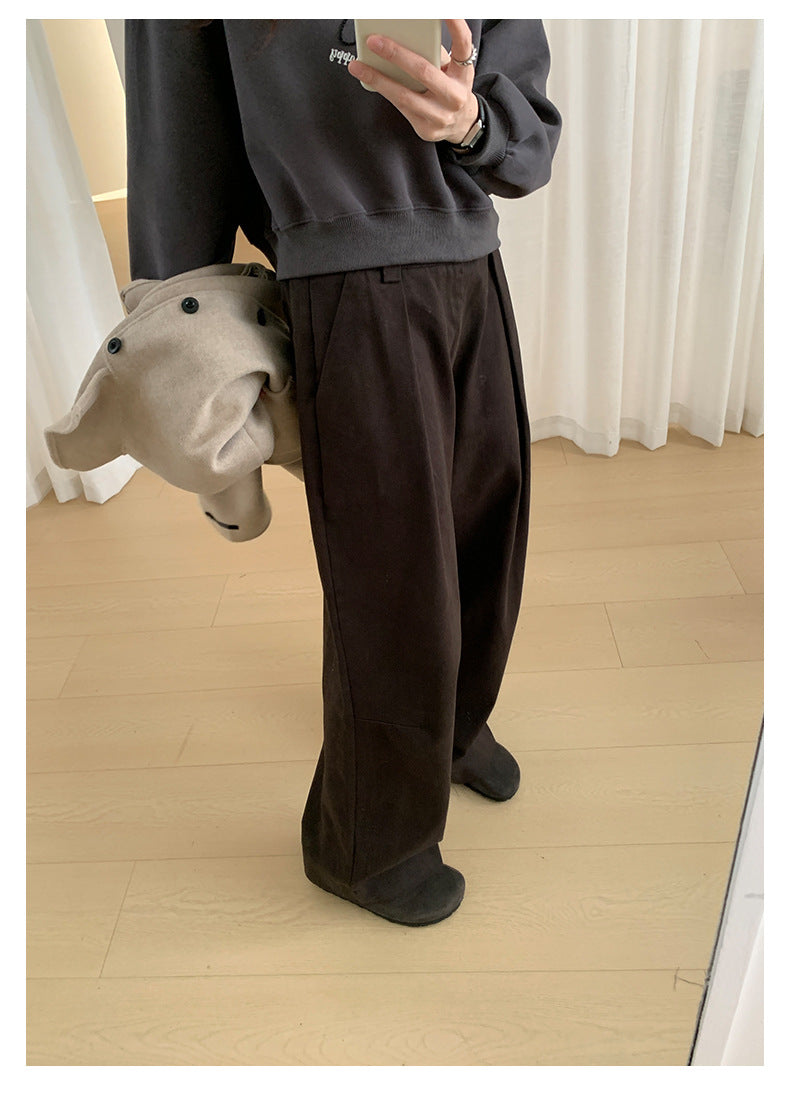 【H566】實拍秋冬高腰斜紋棉挺版西裝長褲（後鬆緊腰）251021