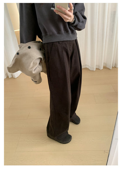 【H566】實拍秋冬高腰斜紋棉挺版西裝長褲（後鬆緊腰）251021