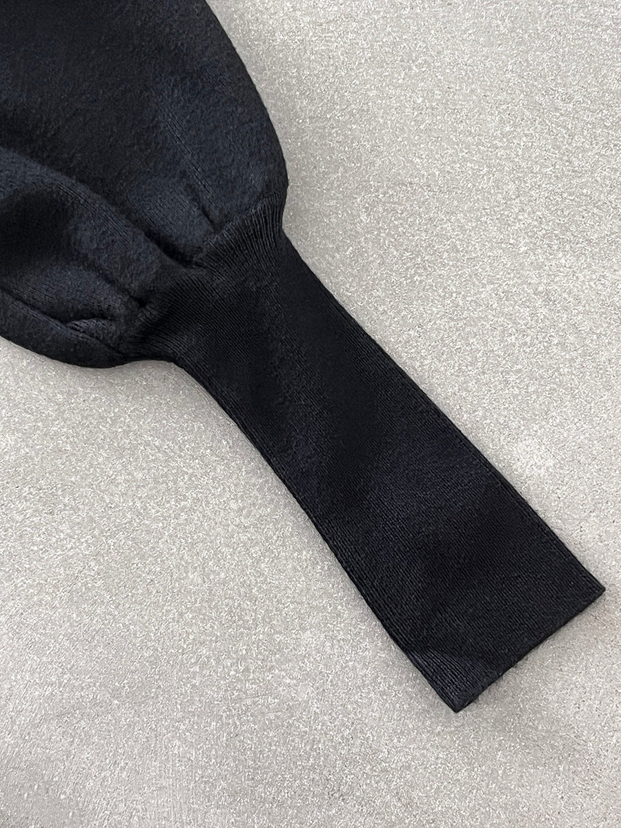 【cimz6652】實拍氣質半高領/V領燈籠袖極簡氣質針織衫251128