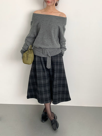 【LD11062】實拍慵懶高級感北極融針織毛衣（可拉一字肩）251209