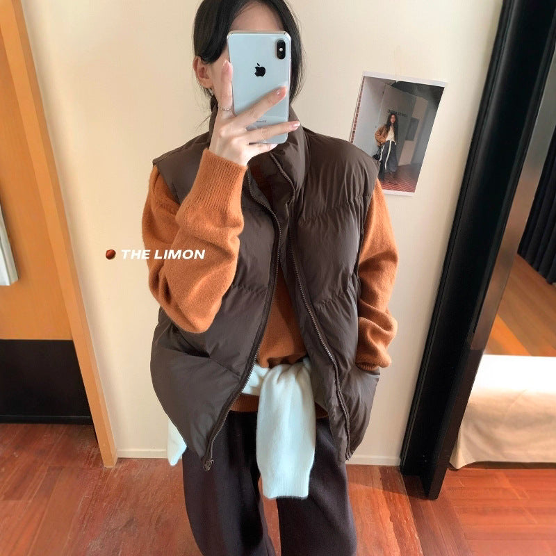 【L9309】實拍檸檬秋冬基礎款寬鬆百搭口袋拉鍊背心（內裡鋪棉）251117