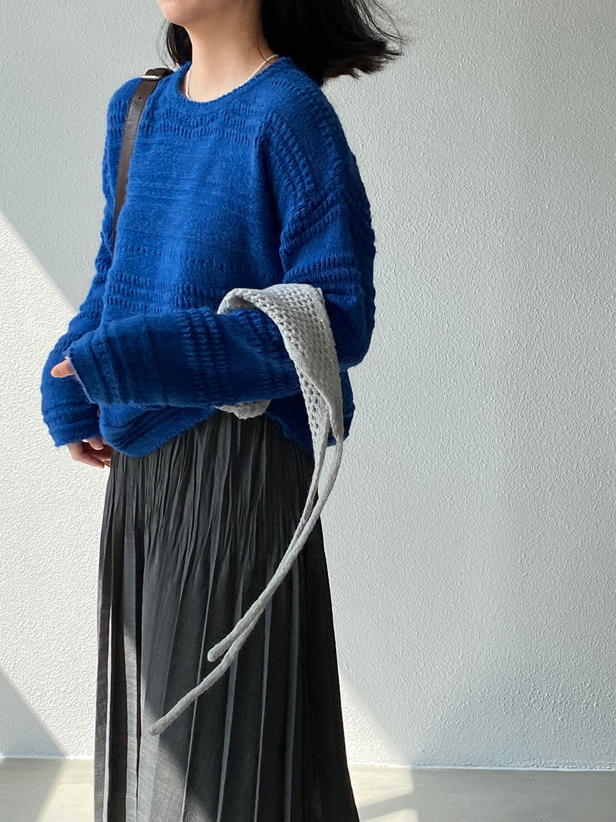 【cim1293】實拍氣質鏤空提花寬鬆慵懶針織衫(15羊毛)251030