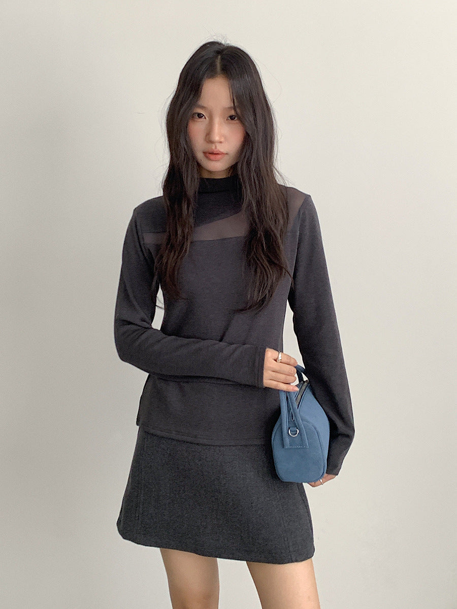 【LD11032】實拍S~XL羊毛絨超瘦高腰A字裙羊毛10%(內有安全褲+皮帶）251124