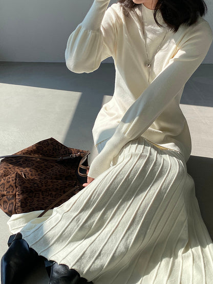 【cimz6652】實拍氣質半高領/V領燈籠袖極簡氣質針織衫251128