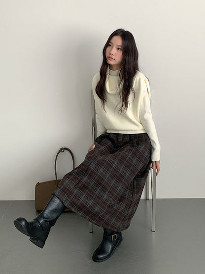 【LD11071】實拍氣質復古格紋毛呢a字裙251209
