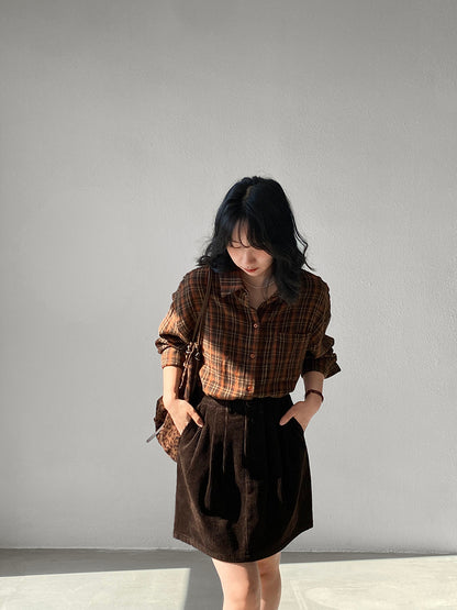 【cimz1753】實拍磨毛加厚復古格紋襯衫 251120