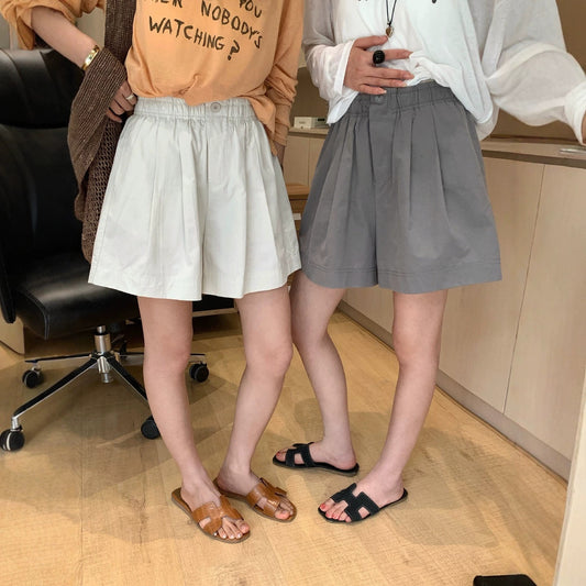 【L10713】夏日百搭神褲👖簡約遮肉顯瘦鬆緊腰A字版休閒短褲260511