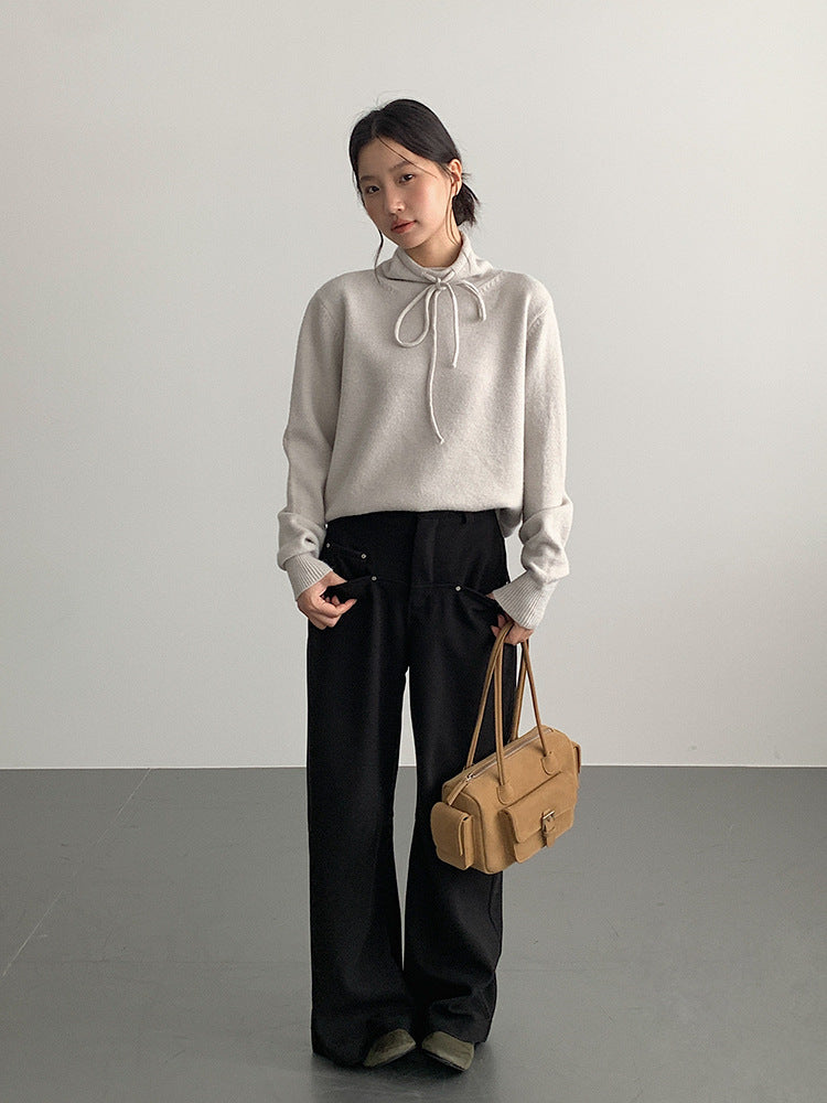 【LD3302】實拍S~XL秋冬顯瘦直筒毛呢休閒褲251103