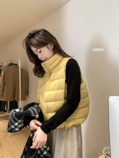 【LDTM1999】檸檬家休閒百搭・立領短版羽絨背心261020