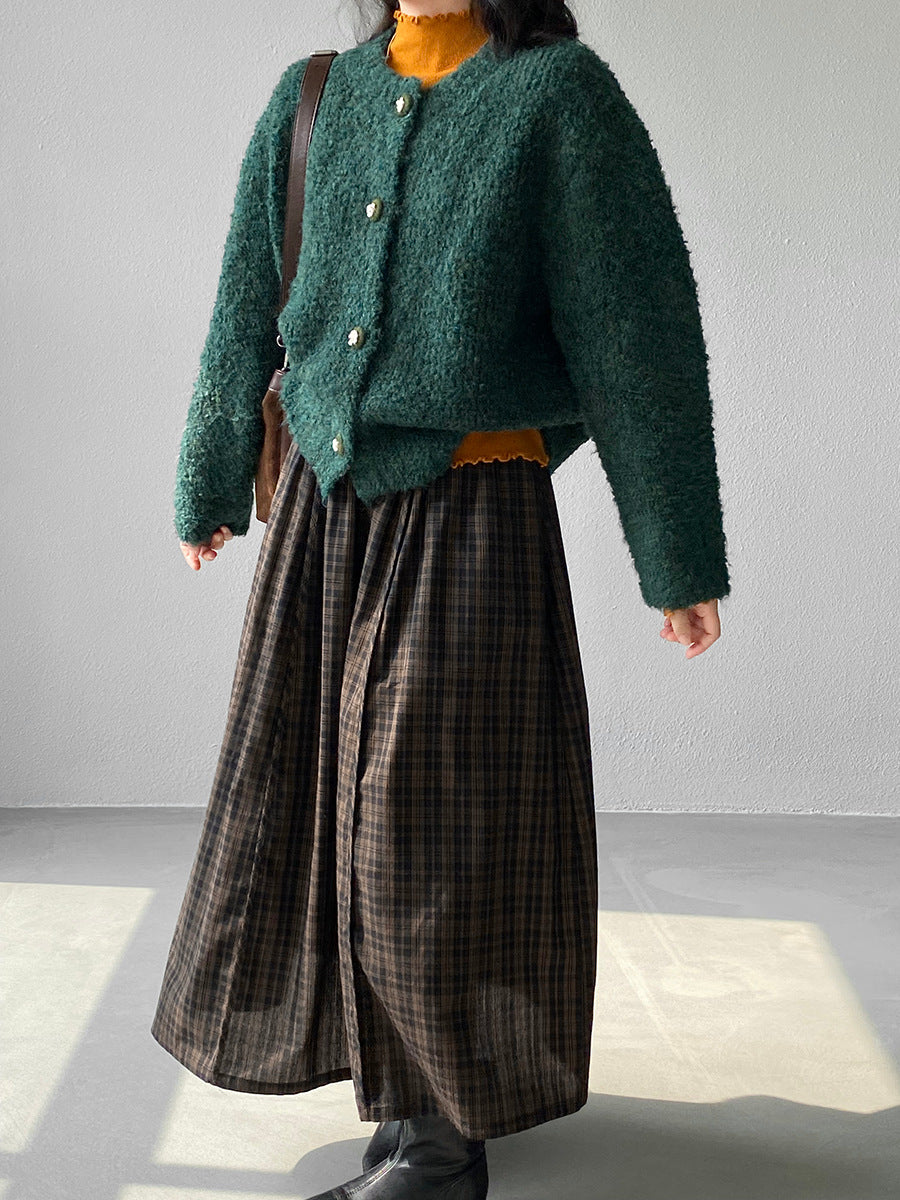 【cimz6381】實拍日系復古格紋內里加絨加厚A字裙251128