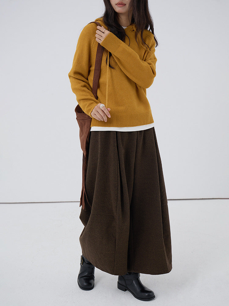 【LD3280】實拍慵懶小個子抽繩連帽針織毛衣251103