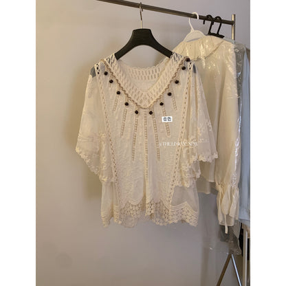 【L10685】仙氣氛圍感拉滿🕊️重工蕾絲刺繡寬鬆顯瘦防曬罩衫260518