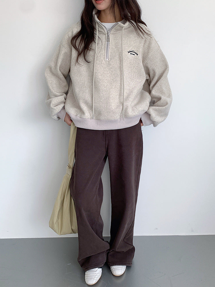 【LD11010】實拍S~XL復古加絨加厚高腰直筒牛仔褲251110