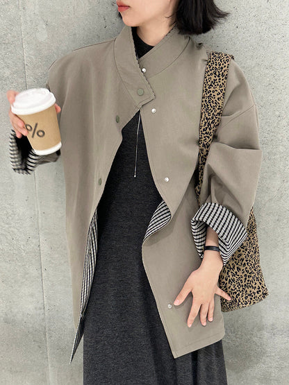 【cim1228】實拍韓國高級天絲棉雙面可穿黑白格風衣外套251030