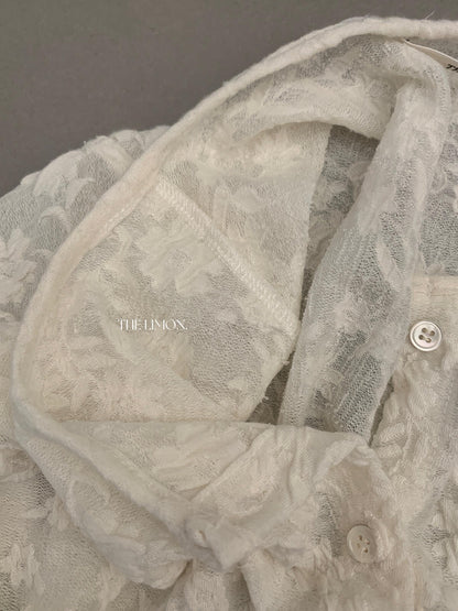 【L11007】檸檬檸檬早秋重工提花圓領長袖小外套+蕾絲細肩帶背心套裝260728