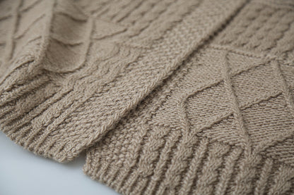 【LD3297】實拍復古立體厚實絞花大翻領毛衣外套251103