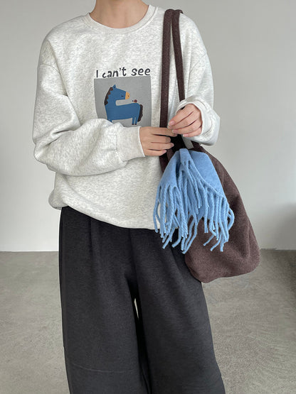 【cimD20307】實拍大人系印花加绒寬鬆衛衣251114