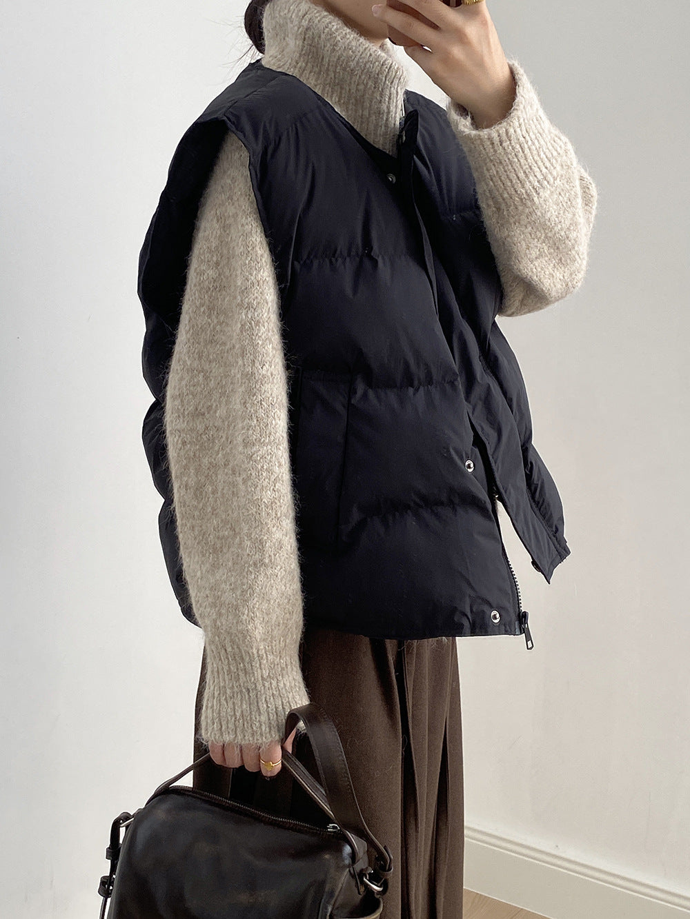 【Y82635】實拍秋冬簡約圓領棉背心251106