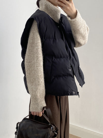 【Y82635】實拍秋冬簡約圓領棉背心251106