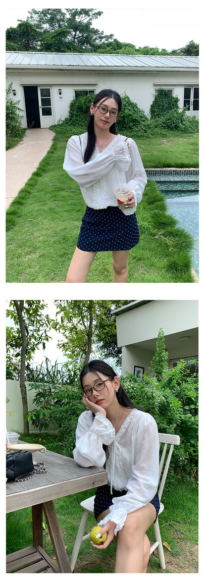 【H5331】實拍復古點點A字裙(內有安全褲）250624