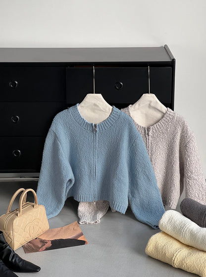 【cimz1386】實拍雙頭拉鍊羊毛保暖針織外套（羊毛34%)251201