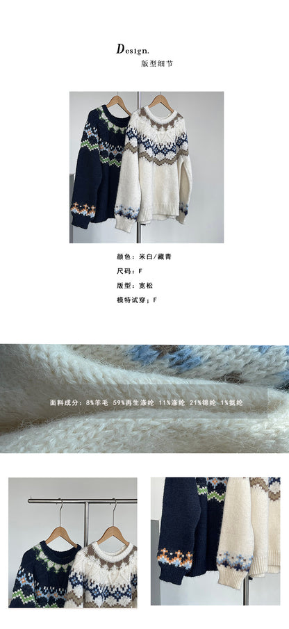 【cimMB850】實拍冬季必備复古費爾島提花針織毛衣251114