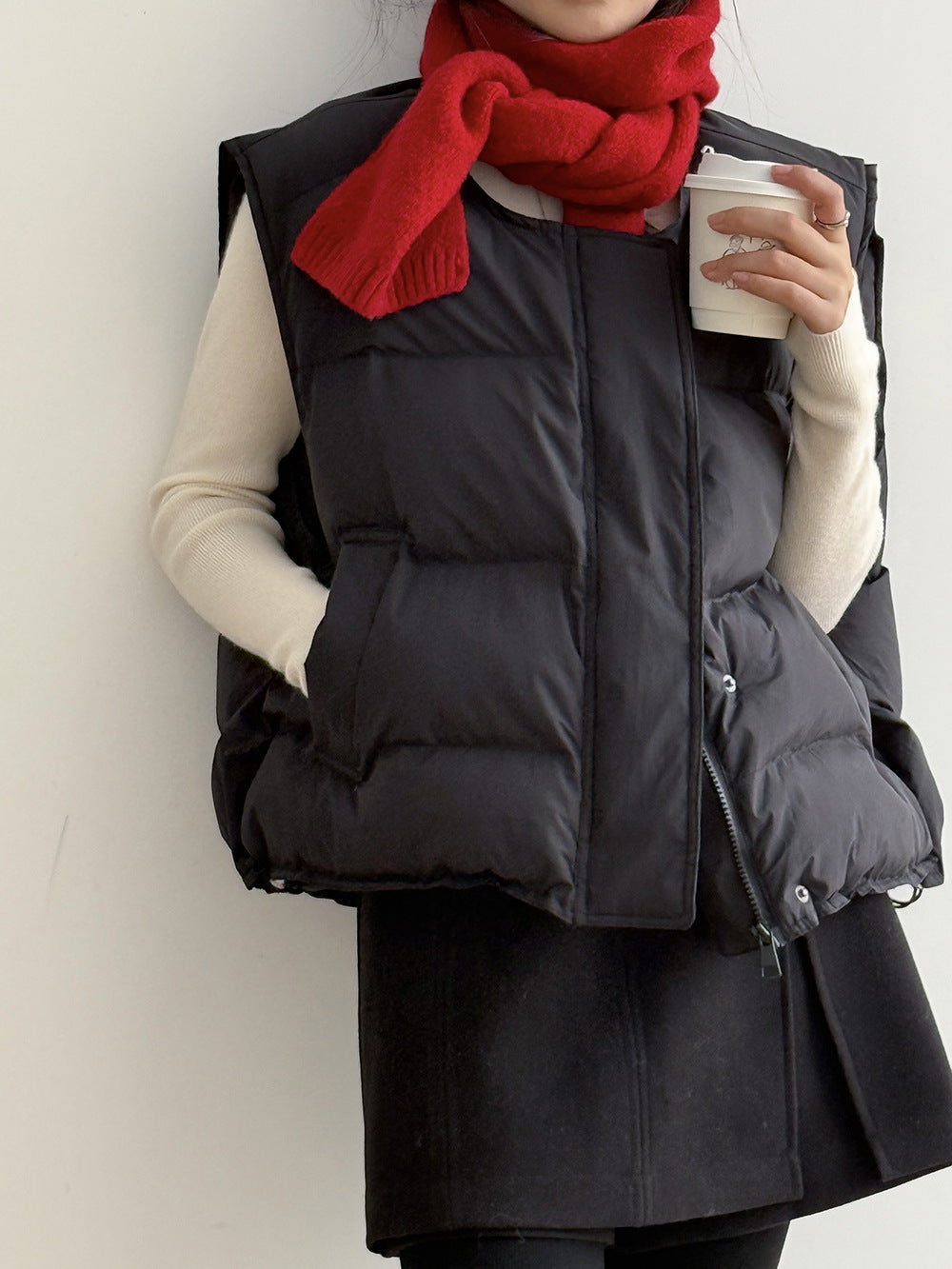 【Y82635】實拍秋冬簡約圓領棉背心251106