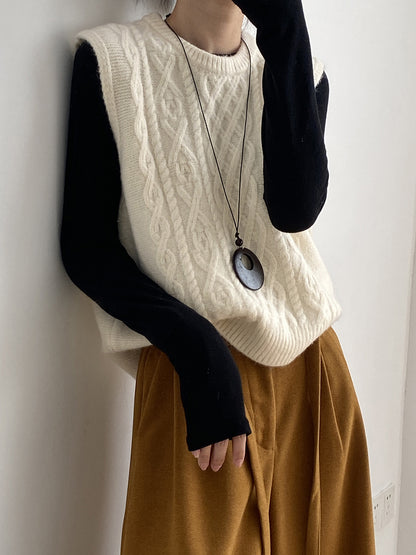 【YP2617】 實拍圓領麻花軟糯針織背心251023