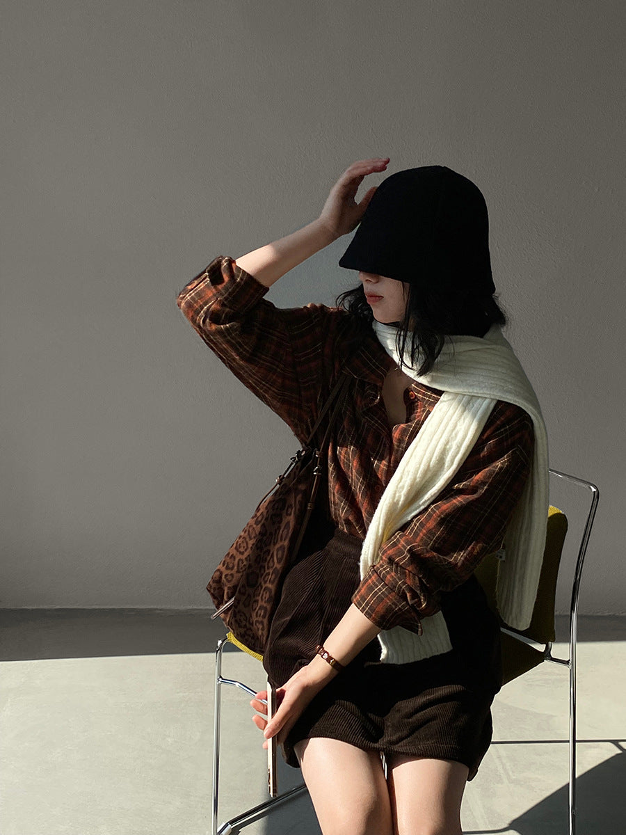 【cimz1753】實拍磨毛加厚復古格紋襯衫 251120