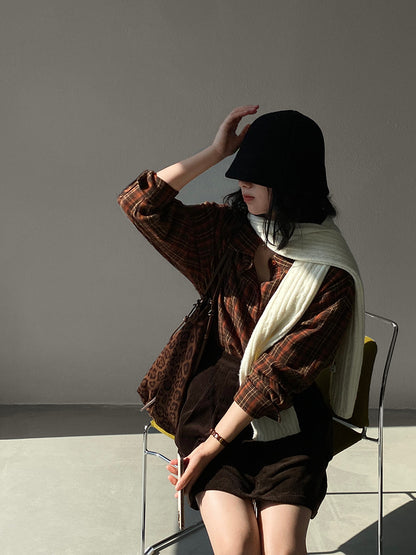 【cimz1753】實拍磨毛加厚復古格紋襯衫 251120