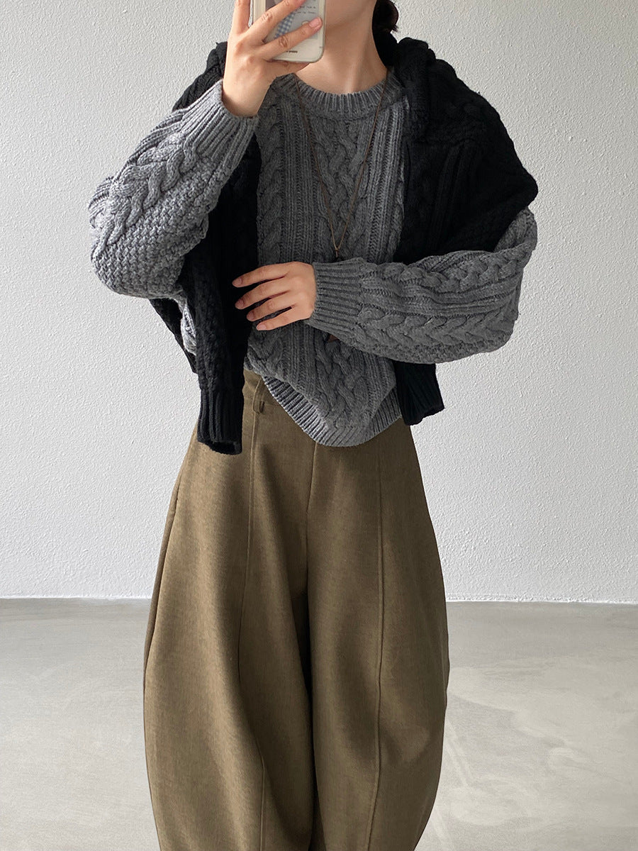 【cimz1398】實拍復古加厚保暖棒針麻花針織毛衣（棉羊毛17)251120