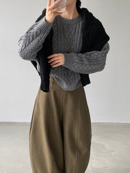 【cimz1398】實拍復古加厚保暖棒針麻花針織毛衣（棉羊毛17)251120