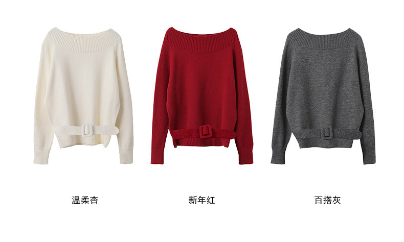 【LD11062】實拍慵懶高級感北極融針織毛衣（可拉一字肩）251209